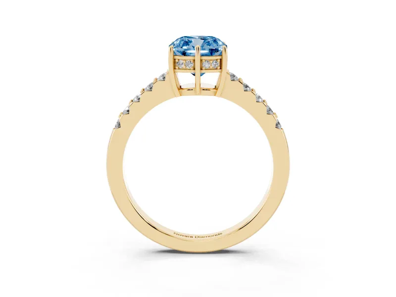 Cushion Cut Engagement Ring Setting for a Fancy Blue Lab-Grown Diamond | Yellow Gold - Design NV-24649