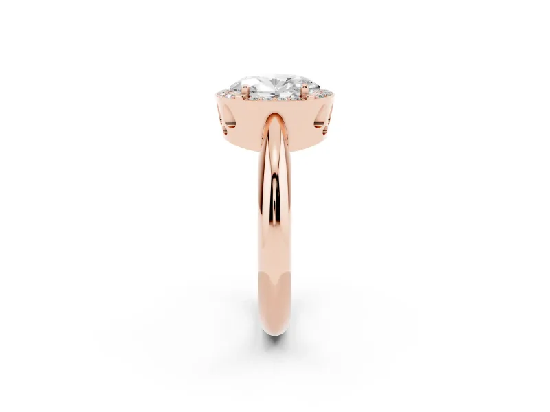Oval Halo Engagement Ring Setting | Plain Tapered Band | Rose Gold