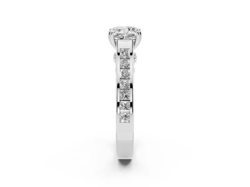 Cushion Cut Cathedral Channel Set Engagement Ring Setting | Double Claw Prongs | Sterling Silver