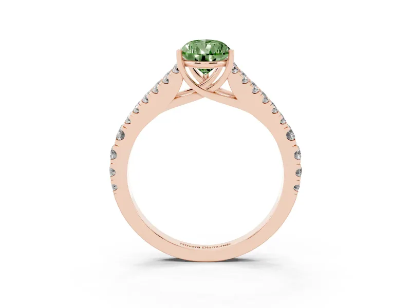 Pear-Shaped Graduated Split Shank Engagement Ring Setting for a Fancy Green Lab-Grown Diamond | Rose Gold