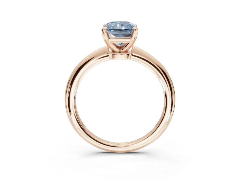 Radiant Cut Solitaire Engagement Ring Setting for a Fancy Blue Lab-Grown Diamond | Tapered Plain Band | Rose Gold