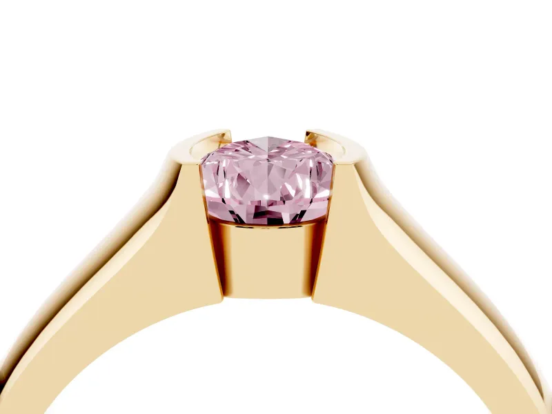 Pear-Shaped Half Bezel Solitaire Engagement Ring Setting for a Fancy Pink Lab-Grown Diamond | Wide Band | Yellow Gold