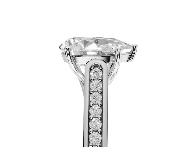 Pear-Shaped Cathedral Solitaire Engagement Ring Setting | Channel Set Band | Sterling Silver