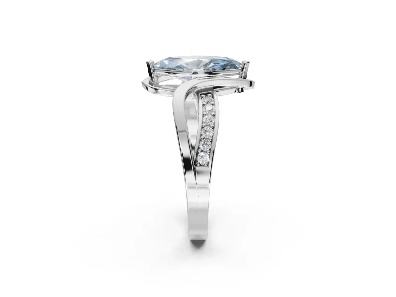 Marquise Bypass Solitaire Engagement Ring Setting for a Fancy Blue Lab-Grown Diamond | Platinum