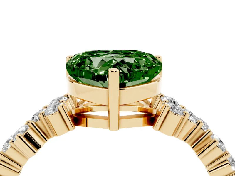 Heart-Shaped Accented Engagement Ring Setting for a Fancy Green Lab-Grown Diamond | Yellow Gold