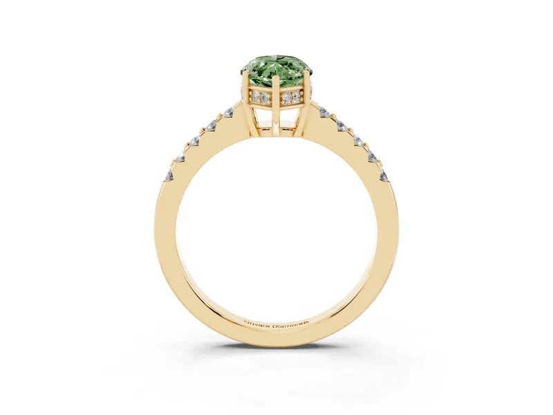 Marquise Engagement Ring Setting for a Fancy Green Lab-Grown Diamond | Yellow Gold - Design NV-24649