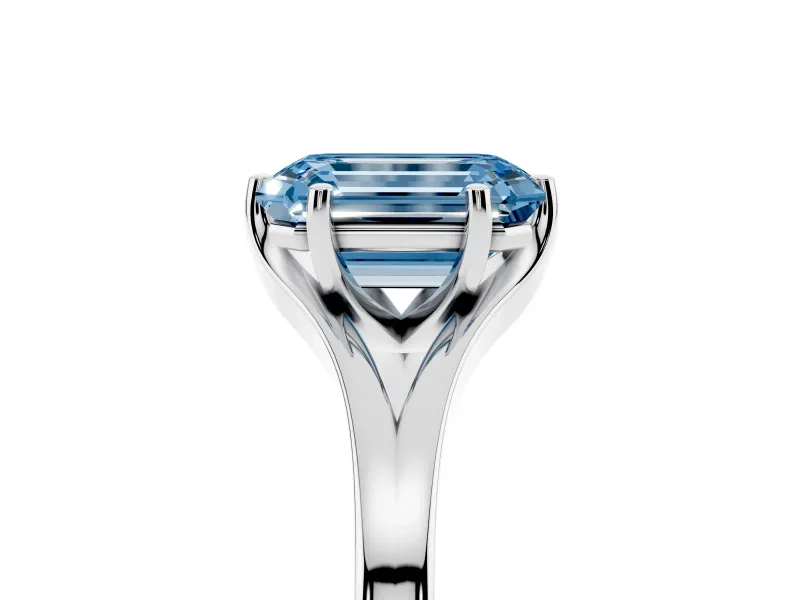 Emerald Cut Split Shank Engagement Ring Setting for a Fancy Blue Lab-Grown Diamond | White Gold
