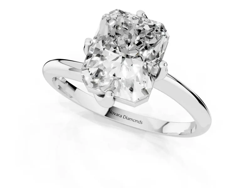 Radiant Cut Bypass Solitaire Engagement Ring Setting | Plain Polished Band | Platinum