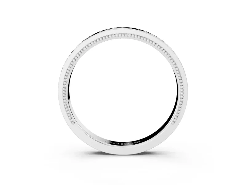 Engraved Milgrain Band Set in White gold with Vintage-Inspired Pattern