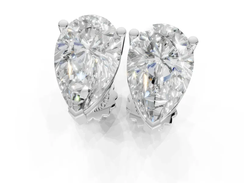 Heart-Shaped Lab-Grown Diamond Solitaire Basket Stud Earrings | Open Gallery | Sterling Silver