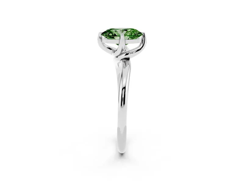Oval Bypass Solitaire Engagement Ring Setting for a Fancy Green Lab-Grown Diamond | Platinum