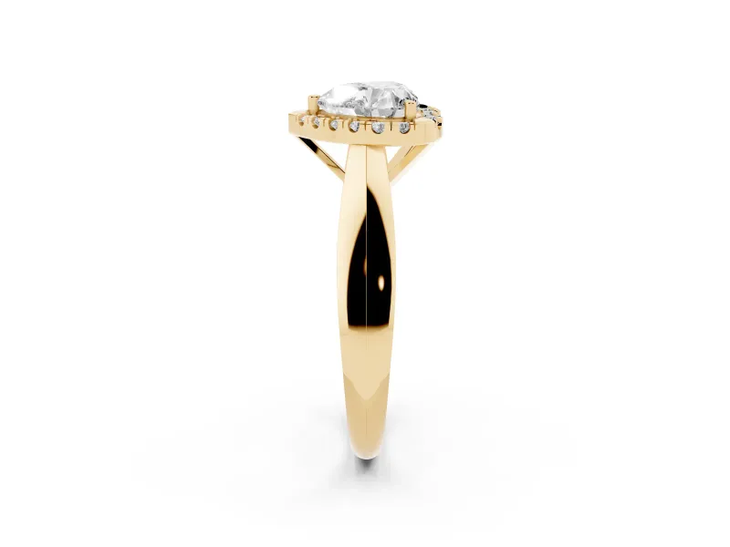 Heart-Shaped Halo Engagement Ring Setting | Square Profile Band | Yellow Gold
