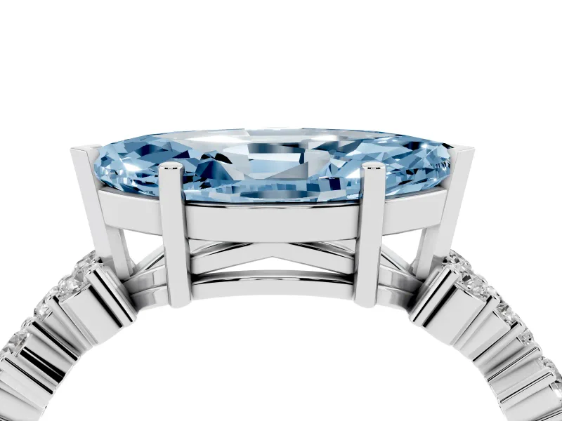 Marquise Scattered Accent Engagement Ring Setting for a Fancy Blue Lab-Grown Diamond | Platinum