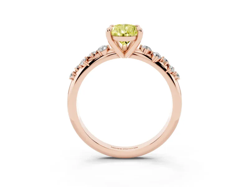 Pear-Shaped Graduated Engagement Ring Setting for a Fancy Yellow Lab-Grown Diamond | Rose Gold