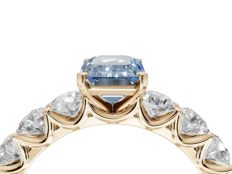 Emerald Cut Engagement Ring Setting for a Fancy Blue Lab-Grown Diamond | Yellow Gold - Design NV-24455