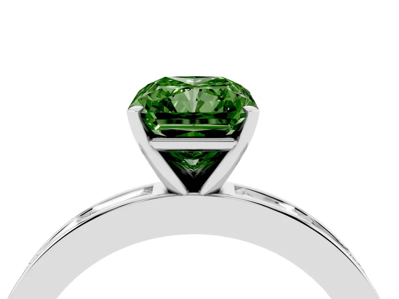 Radiant Cut Channel Set Engagement Ring Setting for a Fancy Green Lab-Grown Diamond | Platinum