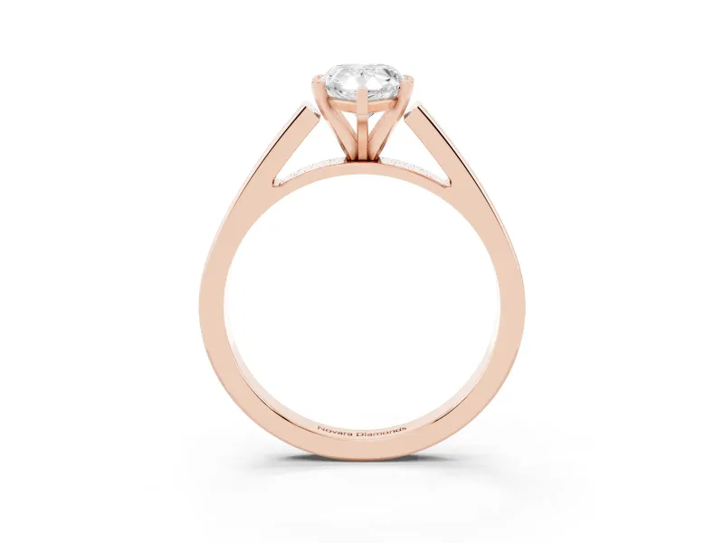 Pear-Shaped Cathedral Solitaire Engagement Ring Setting | Tapered Band | Rose Gold