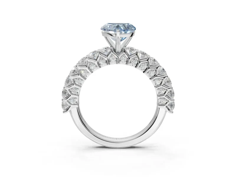 Heart-Shaped Shared Prong Engagement Ring Setting for a Fancy Blue Lab-Grown Diamond | Platinum