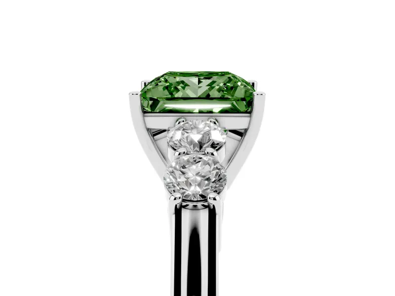 Princess Cut Close Set Five Stone Engagement Ring Setting for a Fancy Green Lab-Grown Diamond | Sterling Silver