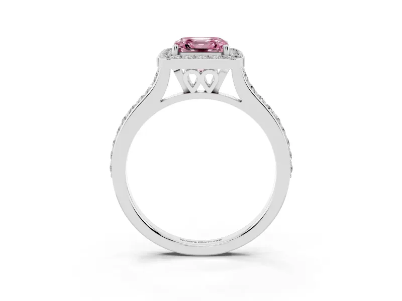 Asscher Cut Halo Engagement Ring Setting for a Fancy Pink Lab-Grown Diamond | Sterling Silver - Design NV-24729