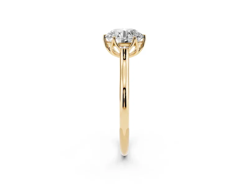 Round Cathedral Solitaire Engagement Ring Setting | Tulip Gallery | Yellow Gold