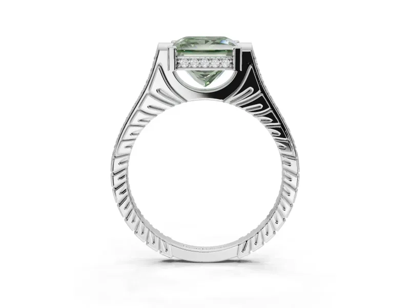 Princess Cut Engagement Ring Setting for a Fancy Green Lab-Grown Diamond | Sterling Silver - Design NV-24586