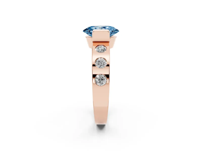 Oval Tension Style Engagement Ring Setting for a Fancy Blue Lab-Grown Diamond | Rose Gold