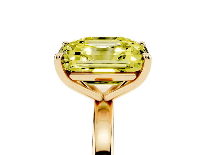 Fancy Yellow Asscher Cut and Emerald Cut Toi Moi Ring Set in Yellow gold with Prong Setting