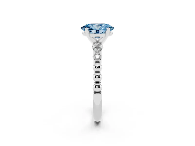 Oval Solitaire Engagement Ring Setting for a Fancy Blue Lab-Grown Diamond | Bezel Accents | Platinum