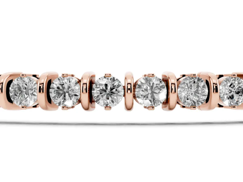 Round Lab-Grown Diamond Bar Set Tennis Bracelet | Open Sides | Rose Gold