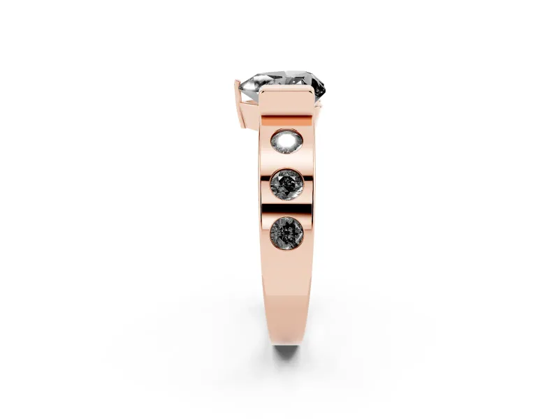 Heart-Shaped Tension Style Engagement Ring Setting for a Black Center | Rose Gold