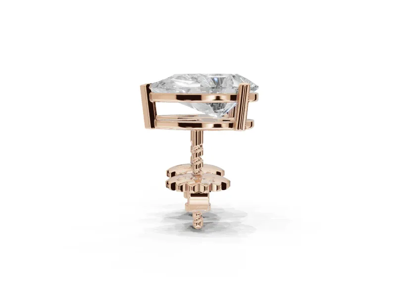 Pear-Shaped Lab-Grown Diamond Solitaire Basket Stud Earrings | Open Gallery | Rose Gold