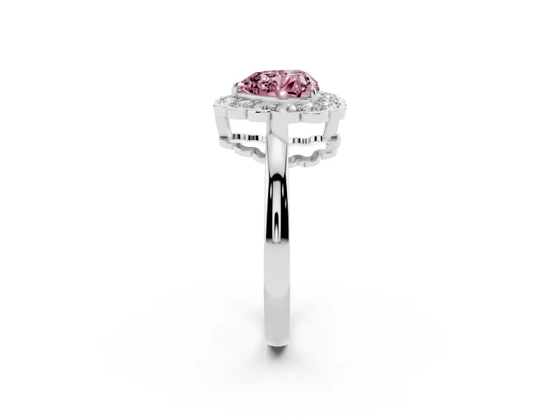 Heart-Shaped Halo Engagement Ring Setting for a Fancy Pink Lab-Grown Diamond | Sterling Silver - Design NV-24719