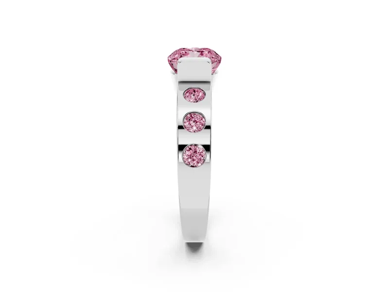 Cushion Cut Tension Style Engagement Ring Setting for a Fancy Pink Lab-Grown Diamond | White Gold