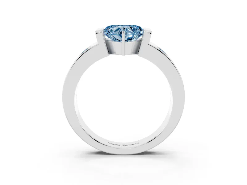 Heart-Shaped Tension Style Engagement Ring Setting for a Fancy Blue Lab-Grown Diamond | Platinum