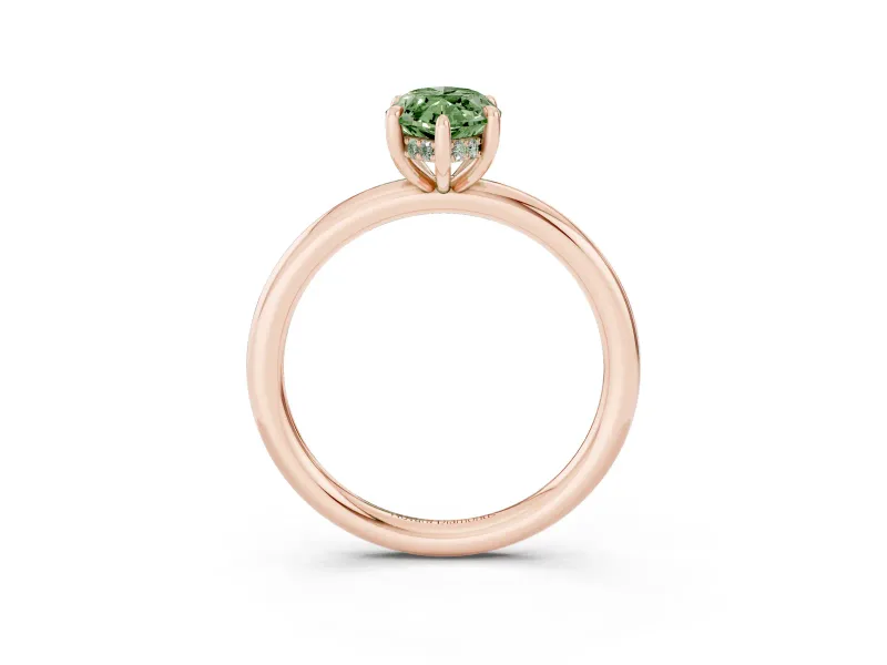 Marquise Hidden Halo Ring Setting for a Fancy Green Lab-Grown Diamond | Rose Gold