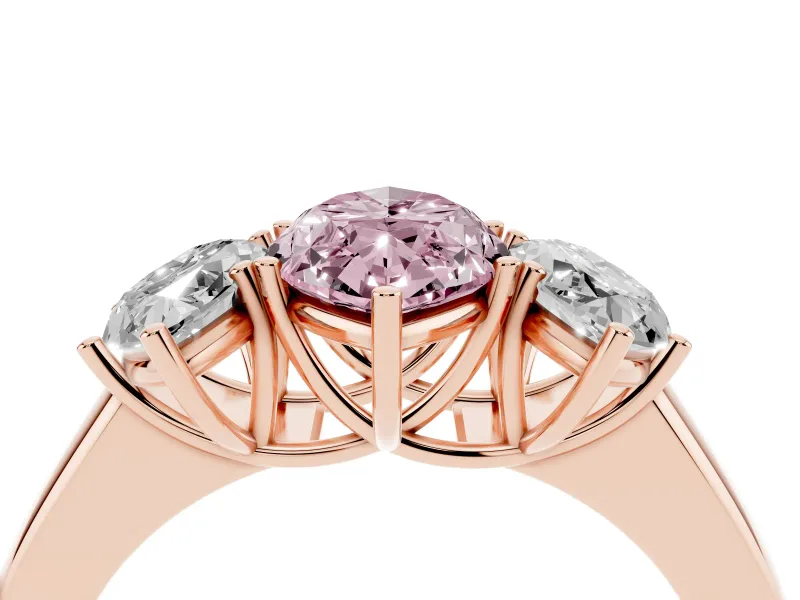 Marquise 3 Stone Engagement Ring Setting for a Fancy Pink Lab-Grown Diamond | Rose Gold