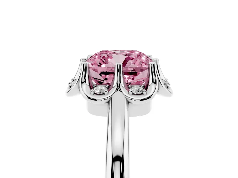 Cushion Cut Petal Halo Engagement Ring Setting for a Fancy Pink Lab-Grown Diamond | Platinum