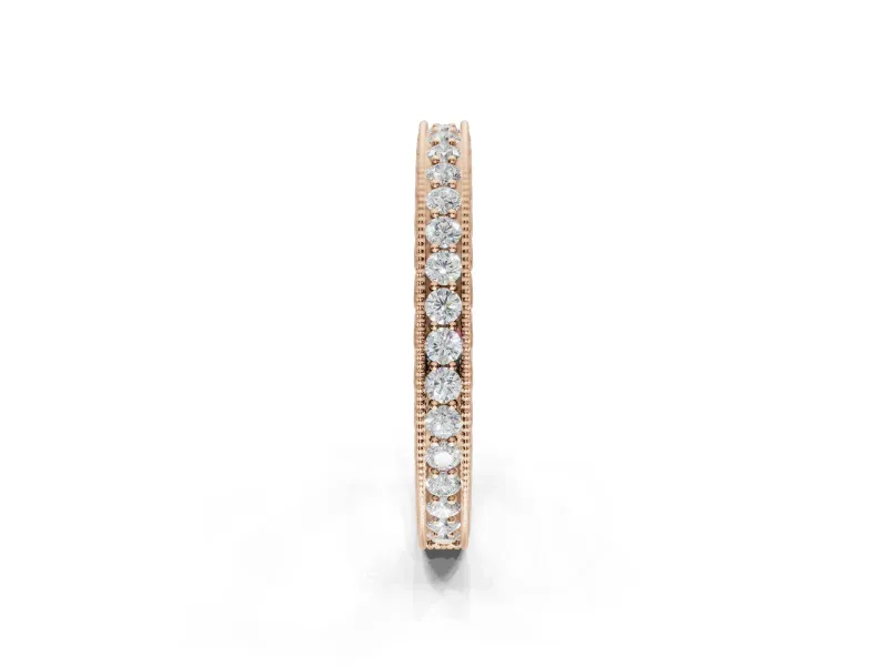 Round Lab-Grown Diamond Milgrain Channel Set Wedding Band | Fluted Gallery | Rose Gold