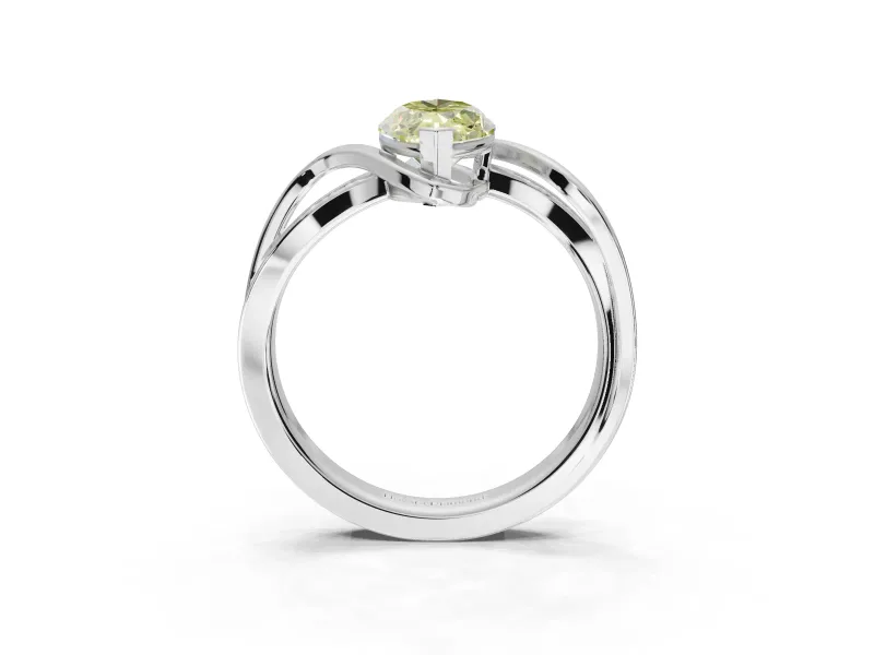 Marquise Bypass Solitaire Engagement Ring Setting for a Fancy Yellow Lab-Grown Diamond | Pavé Strands | Sterling Silver