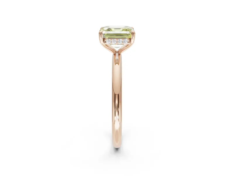 Asscher Cut Hidden Halo Ring Setting for a Fancy Yellow Lab-Grown Diamond | Rose Gold