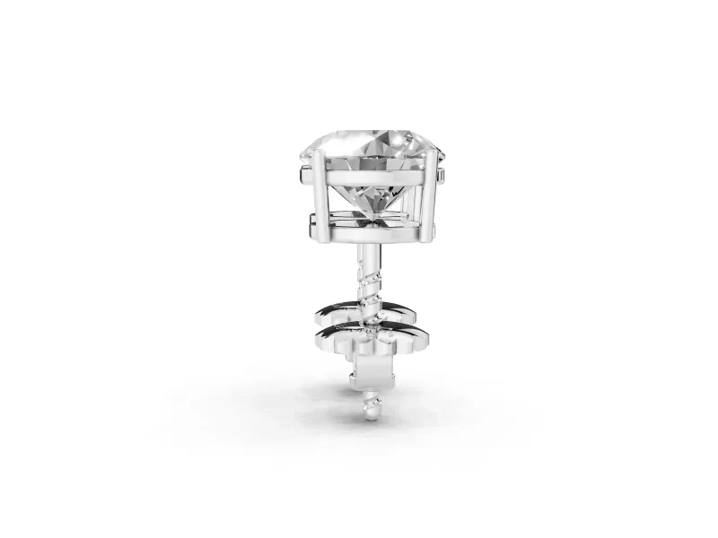 Round Cut Diamond Solitaire Stud Earrings Set in Silver with Basket Setting
