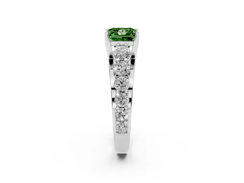 Princess Cut Engagement Ring Setting for a Fancy Green Lab-Grown Diamond | White Gold - Design NV-24645