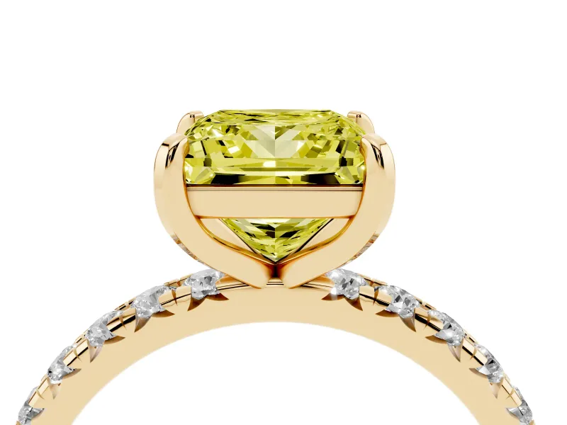 Princess Cut Engagement Ring Setting for a Fancy Yellow Lab-Grown Diamond | Yellow Gold - Design NV-24510
