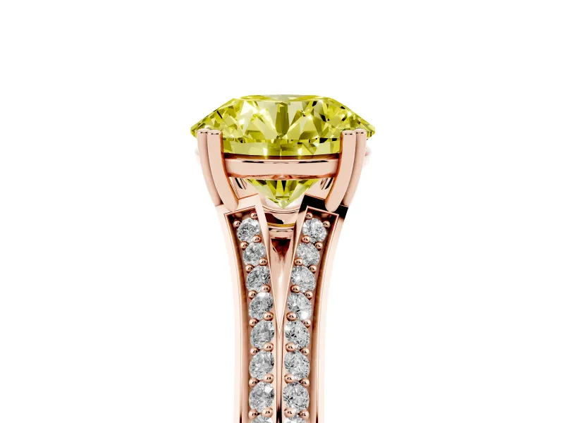 Round Split Shank Engagement Ring Setting for a Fancy Yellow Lab-Grown Diamond | Rose Gold