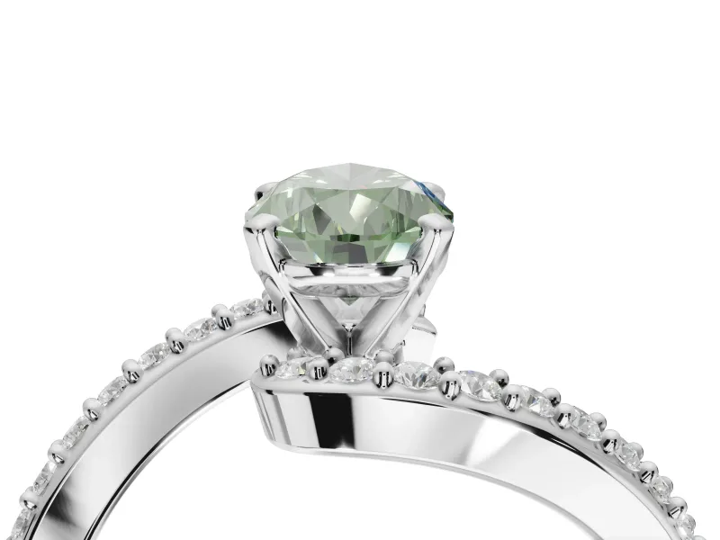 Pear-Shaped Bypass Pavé Engagement Ring Setting for a Fancy Green Lab-Grown Diamond | Platinum
