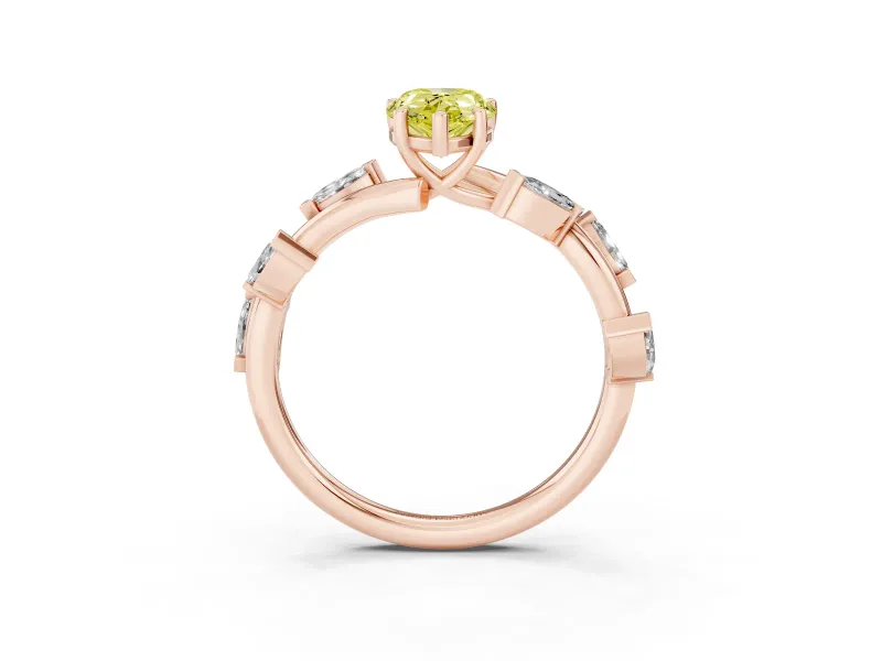Pear-Shaped Twisted Vine Engagement Ring Setting for a Fancy Yellow Lab-Grown Diamond | Rose Gold