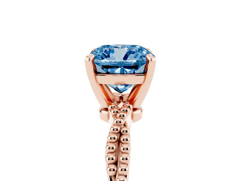 Cushion Cut Twisted Solitaire Engagement Ring Setting for a Fancy Blue Lab-Grown Diamond | Rose Gold