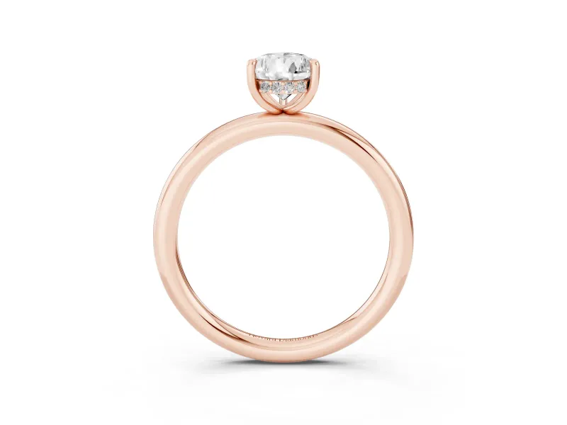 Pear Cut Diamond Solitaire Ring Set in Rose gold with Thin Band and Prong Setting