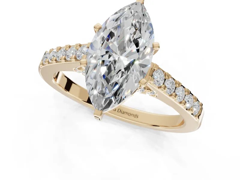 Marquise Pavé Solitaire Engagement Ring Setting | Crossover Gallery | Yellow Gold